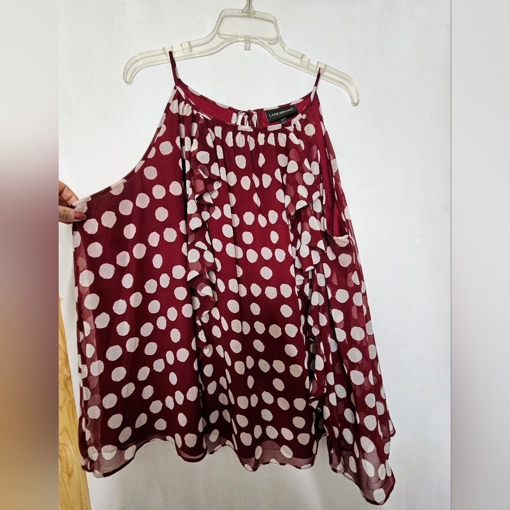 Lane Bryant flowy tank top wine color and white. Size 22 - Picture 2 of 6